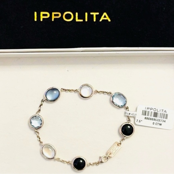 IPPOLITA LUCE 7-STONE CHAIN BRACELET IN STERLING SILVER MOTHER OF PEARL NEW - Picture 13 of 14